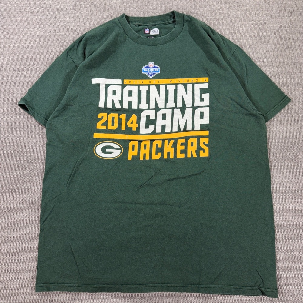 NFL Team Apparel Green Bay Packers T-Shirt Mens L‎ Green Excellent Training Camp